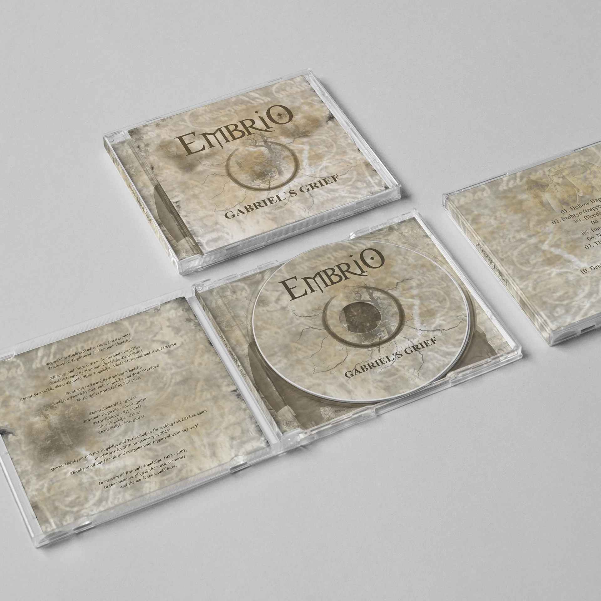 Mockup of Gabriel's Grief CD from band Embrio